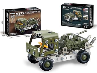 133PCS military transport vehicle assembled with metal building blocks   ITEM NO.： W042279