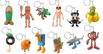 Shanhaijing wooden stick figurine with 24 keychains, tin bag display box   ITEM NO.： W055632