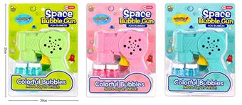 Inertial automatic water filling solid color space bubble gun (2 bottles of bubble water)   ITEM NO.： W042570