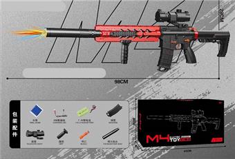 Big M4 electroplated red magazine style hand to body water bullet gun (with colorful flashing flame nozzle)   ITEM NO.： W066101