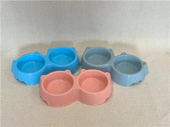 Pet Supplies Feeding Bowl Cat Food Bowl Dog Food Bowl Drinking Bowl Cat Face Shape Double Bowl   ITEM NO.： W062457