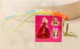 3.5CM Barbie Rubik's Cube with Color Ribbon (UV Printed) Three Step Small Rubik's Cube Three Step Mini Rubik's Cube Keychain Pendant Puzzle Rubik's Cube Stress Relief and Release Puzzle Toy Finger Game   ITEM NO.： W042716