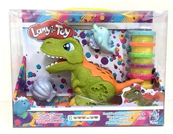 Dinosaur colored clay set with PVC transparent cover   ITEM NO.： W053677