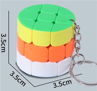 3.5CM cylindrical Rubik's Cube with Keychain (12PCS)   ITEM NO.： W048156