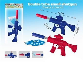 Inflatable water bullet gun, mixed red and blue colors (with one pack of water bullets)   ITEM NO.： W063675