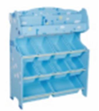 Large three-layer bookshelf, deer multifunctional storage rack, light blue   ITEM NO.： W043648