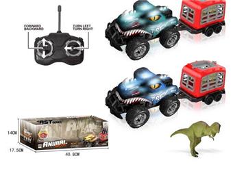 Four way remote control lighting car with animal trailer and animal (including electricity)   ITEM NO.： W055333