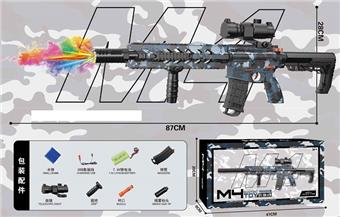 Big M4 Camouflage Blue Cartridge Handheld Automatic Water Bullet Gun (with Colorful Smoke Flash Silencing)   ITEM NO.： W066179