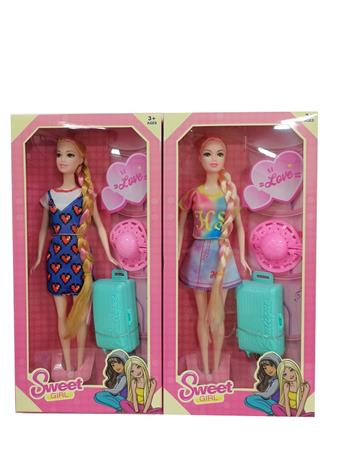 11.5-inch solid body and handmade fashion dress, Barbie with hat and luggage, 2 mixed styles   ITEM NO.： W055430