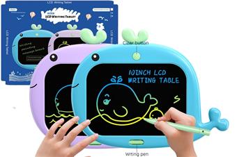 10 inch cartoon whale style color screen LCD writing board drawing board with screen lock   ITEM NO.： W056943