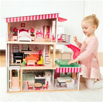 Bella Dreamy Wooden Dollhouse   ITEM NO.： W044209