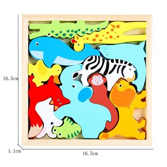 Wooden forest animal puzzle puzzle puzzle puzzle toy   ITEM NO.： W049407