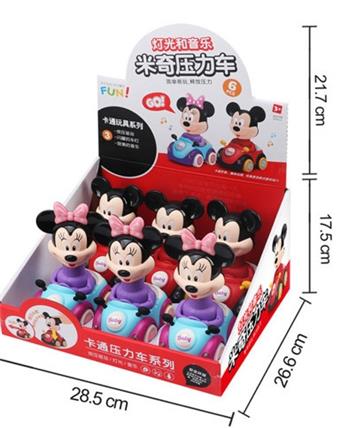 Mickey Pressure Inertia Car (with lights and music) 8pcs/box   ITEM NO.： W042215