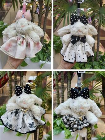 Stuffed rabbit keychain figurine with drooping ears   ITEM NO.： W048195