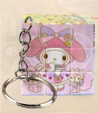 3.5CM Melody Magic Cube with Keychain (UV Printed) 12PCS One Medium Package Three Step Small Magic Cube Three Step Mini Magic Cube Keychain Pendant   ITEM NO.： W042682