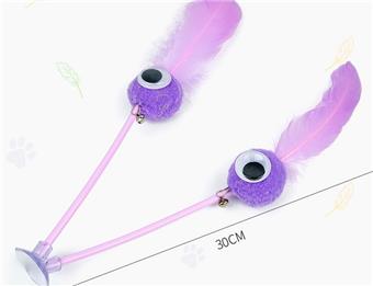 Suction cup double plastic tube eye ball cat toy   ITEM NO.： W062348