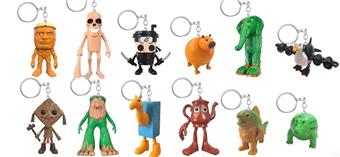 Shanhaijing wooden stick figurine with 24 keychains, tin bag display box   ITEM NO.： W055616