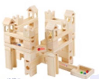 80 wooden colored marbles and building blocks   ITEM NO.： W044295
