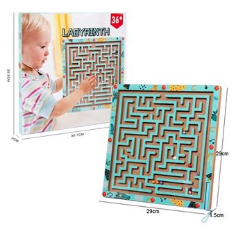 Wooden geometric pattern pen movement magnetic maze ball toy   ITEM NO.： W049534
