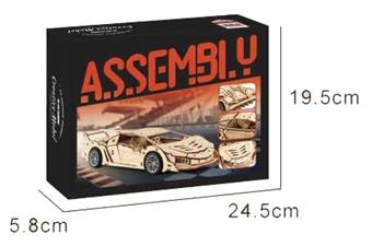 DIY wooden assembled regenerative sports car   ITEM NO.： W042596