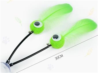 Suction cup double plastic tube eye ball cat toy   ITEM NO.： W062347