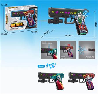 Clown Graffiti Manual Inflatable Water Bullet Gun with Infrared, Comes with One Pack of Bubble Water Bullets, One Pack of Dry Water Bullets, Three Color Mixed Mixing   ITEM NO.： W063810