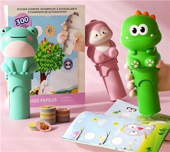 Magic Sticker Seal (400 Stickers) 【 Pink Penguin Grey Penguin Pink Dinosaur Green Dinosaur Frog Cute Bear Monkey White Rabbit Pink Rabbit 】   ITEM NO.： W062150