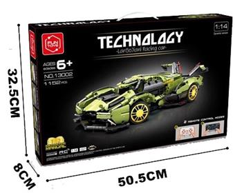 DIY Building Blocks 1:14 Remote Lamborghini (1152pcs, with USB charging cable, remote control requires 3AA without package, body 2.4G lithium battery 7.4V500mAh)   ITEM NO.： W046312