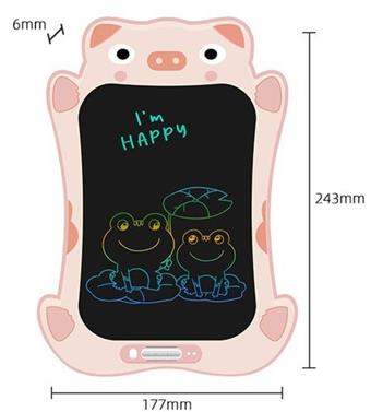 9-inch cartoon pig style color screen LCD electronic writing board drawing board graffiti drawing board handwriting board (CR2025 power pack * 1)   ITEM NO.： W056459