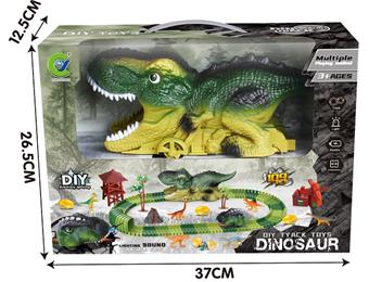 Dinosaur Track Devouring Car with: Electric Tyrannosaurus Rex Car 109PCS   ITEM NO.： W060475