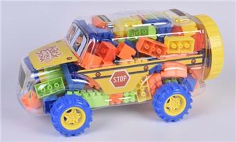 Small school bus puzzle building blocks   ITEM NO.： W045318