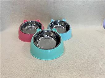 Pet supplies feeding bowl, cat food bowl, dog food bowl, drinking water bowl, cat ear protection neck single bowl (including steel bowl)   ITEM NO.： W062454