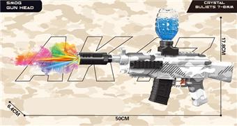 AK47 Camouflage Grey Electric Water Bullet Gun (with Colorful Smoke Flash Silencing)   ITEM NO.： W066236