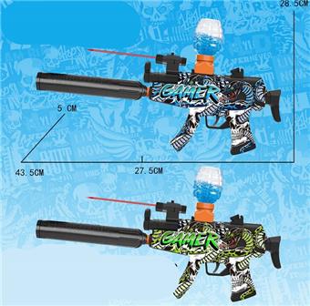 MP5 Snake Graffiti Electric Dual purpose High speed Water Bullet Gun (7-8MM) with Infrared and Protective Glasses, 3 pieces of EVA, 1 pack of dry water bullets, 7.4V lithium battery, charging cable, water bullet bottle, two mixed versions   ITEM NO.： W063933