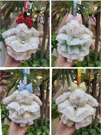 Stuffed rabbit keychain figurine with drooping ears   ITEM NO.： W048200