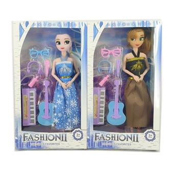 11.5-inch solid 9-joint Frozen Barbie with guitar vacuum formed accessories, 2 mixed styles   ITEM NO.： W055530
