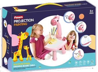 Deer Projection Drawing Table (Pink No Music) Multi functional Projection Drawing Table Deer Cartoon Shaped with Sound and Light Graffiti Drawing Writing Board Children's Toy Set   ITEM NO.： W055793