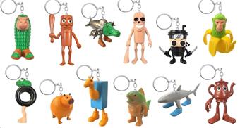 Shanhaijing wooden stick figurine with keychain, 12 pieces in OPP bag   ITEM NO.： W055631