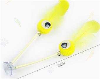 Suction cup double plastic tube eye ball cat toy   ITEM NO.： W062345
