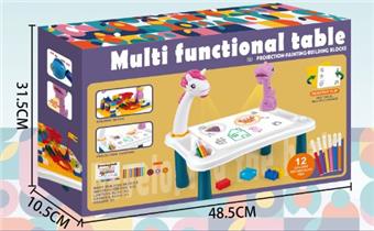 Large Unicorn Projection Desk Writing Board with Lighting and Music (Including 168 Medium sized Building Blocks)   ITEM NO.： W056742
