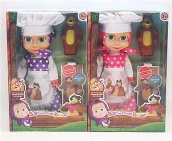 10 inch empty body with music IC chef Martha doll with chef hat+apron+bear 2 mixed styles   ITEM NO.： W062979