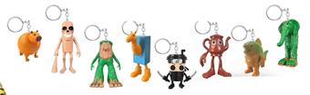 Shanhaijing wooden stick figurine with 24 keychains, tin bag display box   ITEM NO.： W055611
