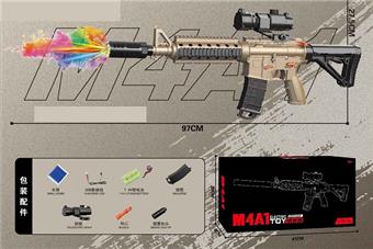 Large M4A1 sand colored magazine style hand to body water bullet gun (with colorful smoke flash and noise reduction)   ITEM NO.： W066154