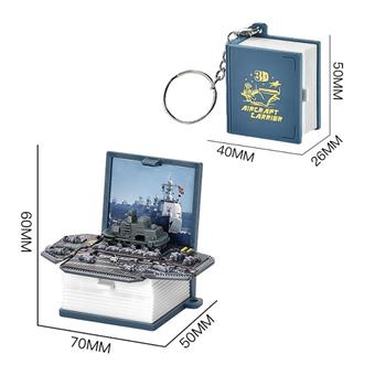 Hanging ornament pendant keychain mini folding keychain 3D folding book explosive bomb book aircraft carrier keychain DIY clip doll machine toy   ITEM NO.： W048380