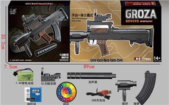 GROZA assault rifle is self integrated, three mode water bullet gun, (high-speed electric continuous firing+electric single firing+manual single firing) (color box adopts gold and silver card reverse UV)   ITEM NO.： W065781