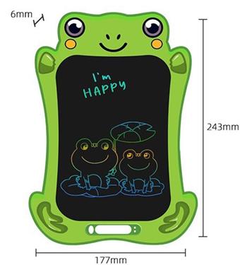 9-inch cartoon frog color screen LCD electronic writing board drawing board graffiti drawing board handwriting board (CR2025 power pack * 1)   ITEM NO.： W056463