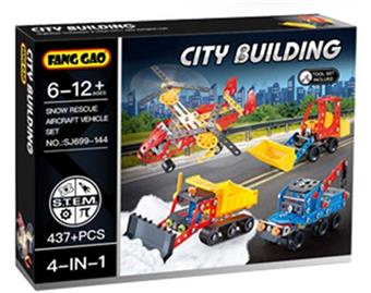 Alloy ABS assembled 4 snow rescue vehicle sets 437PCS   ITEM NO.： W042511
