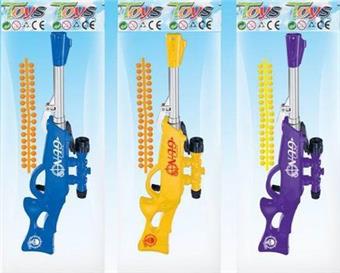 Transfer printing single tube inflation soft bullet gun, mixed with three colors (with one pack of water bullets)   ITEM NO.： W063681