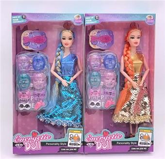11.5 inch 9-joint solid gold braid fashion Barbie with comb+facial mask plastic two mixed   ITEM NO.： W063004