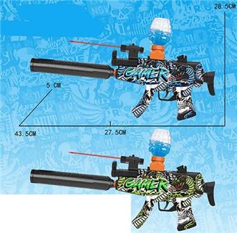 MP5 Snake Graffiti Electric Dual purpose High speed Water Bullet Gun (7-8MM) with Infrared and Black Barrel, Protective Glasses, 3 pieces of EVA, 1 pack of dry water bullets, 7.4V lithium battery, Charging Cable, Water Bullet Bottle Two color Mixed   ITEM NO.： W063921